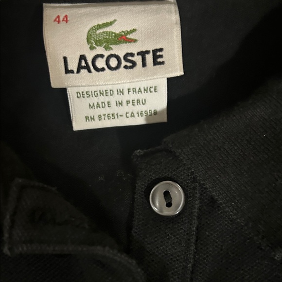 Lacoste Black Polo with Green Crocodile Patch - Picture 3 of 3